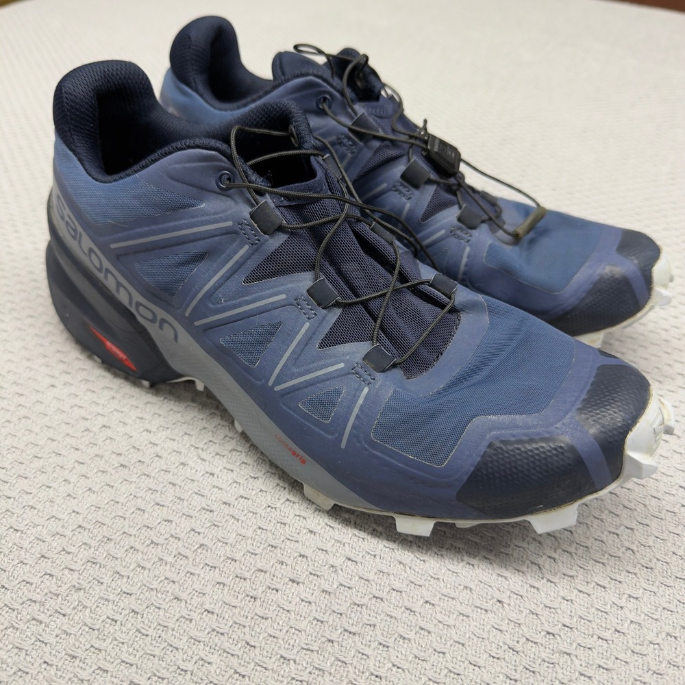 Salomon Speedcross 5 Navy Blue Grey Trail Running Shoes Mens 10 Hiking 408012